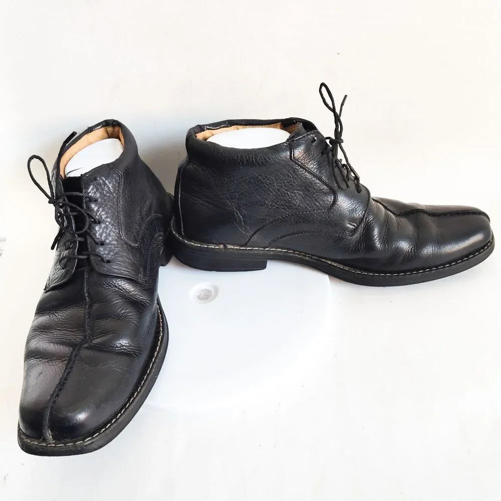 Sandro Comfort Gel Mens Size‎ 8 D Ankle Boots Pebbled Leather Black Lace-up